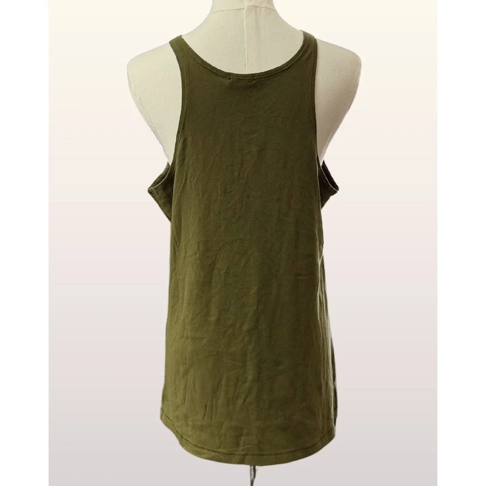 NWT R13 New York Relaxed Tank Size S Olive Green Gothic Graphic R13WK135-001AR